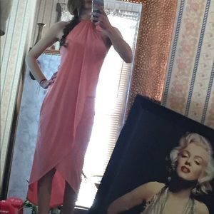 VENUS Waterfall Maxi Dress (coral/pink) NWOT